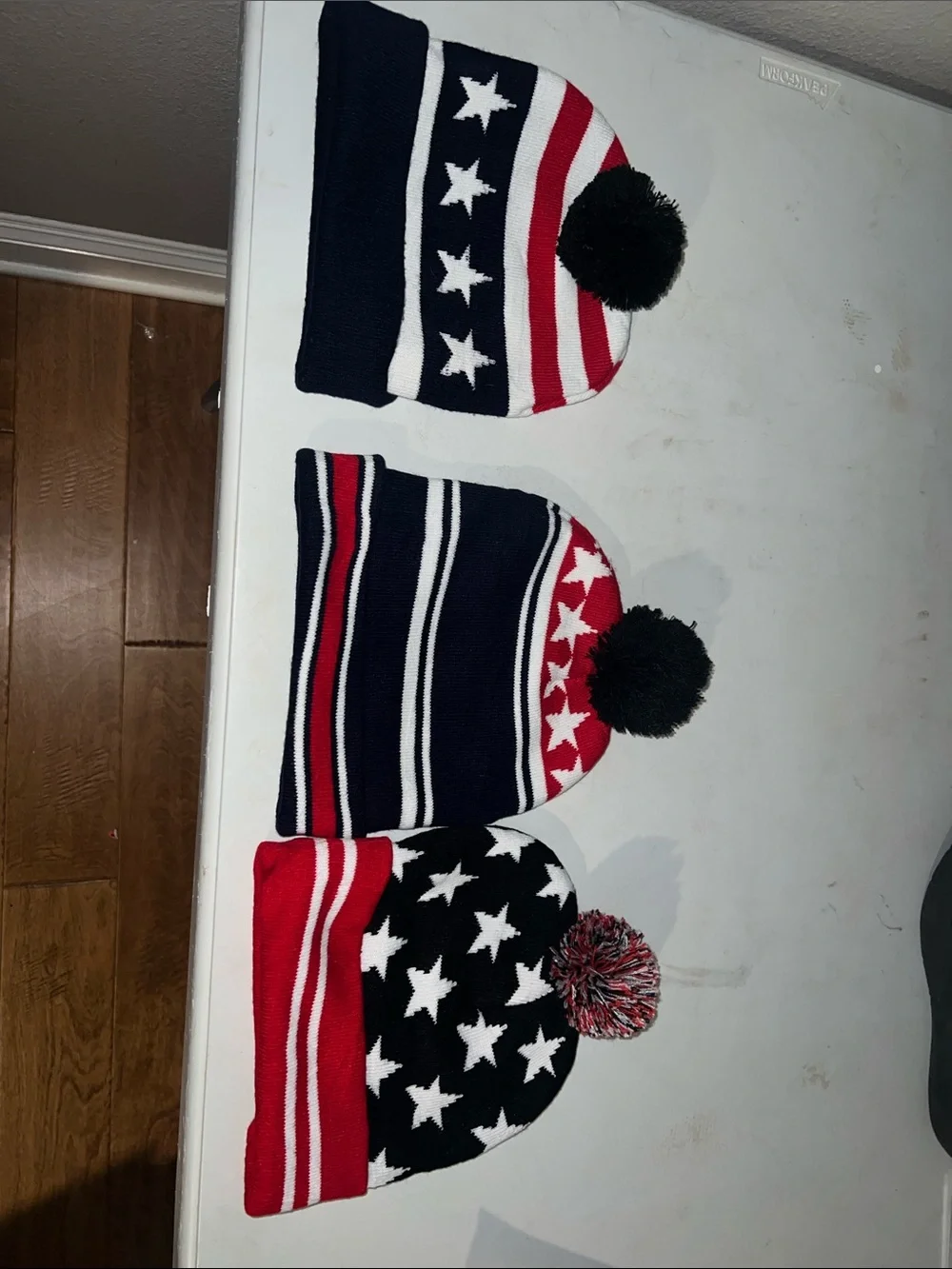 USA Knit Pom Beanies - Red, White & Blue